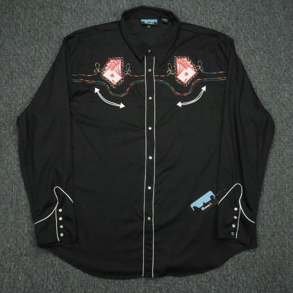 Bennys Other - Bennys Shirt Men 4XL Black Pearl Snap Smile Pocket Vegas Casino Poker Western
